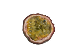 Exotic fruits. Passionfruit isolated on white background, clipping path, full depth of field