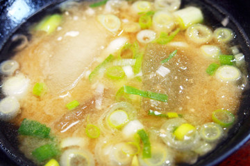 大根とネギの味噌汁(日本食)