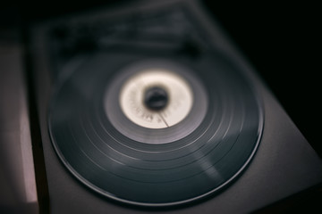 Old gramophone with Vynil disc playing music
