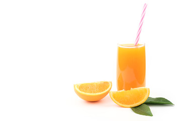 Freshly squeezed orange juice isolated on white background