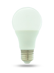 Close-up of White light bulb isolated on white background with clipping path.