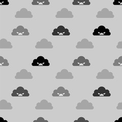 Angry cloud pattern seamless. Thunder and lightning background. Bad weather vector texture
