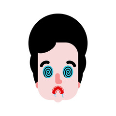 Hypnotized Man Isolated. Eyes were spiraling. vector illustration 
