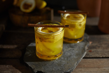 Tropical cocktail with passion fruit..