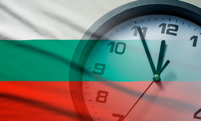 Bulgaria flag with dial of a clock