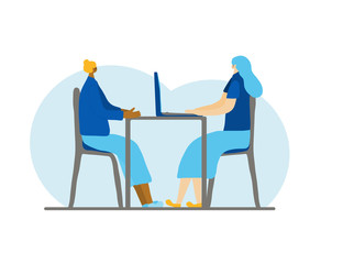 People sitting in the chair. Vector person.