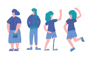 Obraz premium Girls. Female person isolated. Vector cute lady.