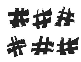 Fototapeta premium Hashtag vector hand drawn sign. Hash tag symbol.