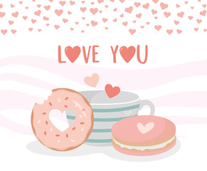 happy valentines day coffee cup cookie and donut dessert love