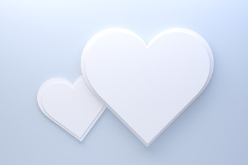 3d rendering greeting card design, cyan hearts with lettering postcard. Background of love for Happy Valentine's Day or love mom greeting card design.