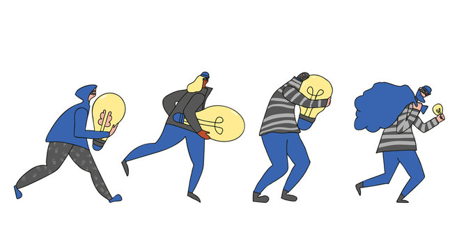 Plagiarism concept. Vector hand drawn property set