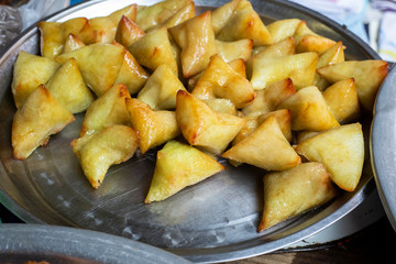 close up triangle boiled rice as a traditional Myanmar dessert