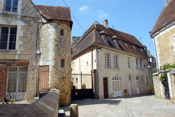 Ville de Mortagne-au-Perche, vieille bâtisses et façades du centre historique de la ville, département de l'Orne, France
