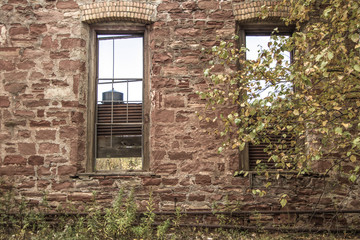 Exterior of abandoned industrial complex at the Keweenaw National Historic Park in Michigan.
