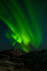 amazing polar lights, Aurora borealis over the mountains in the North of Europe - Lofoten islands, Norway