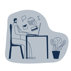 People siting at the desk. Vector design.