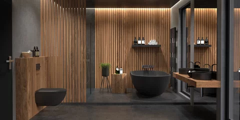 Tapeten Bad, Badezimmer, modern, freistehende Badewanne © deepvalley