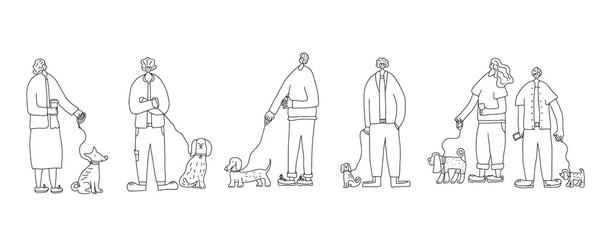 Fototapeta na wymiar Dog walking. Human rerson with dog. Vector design.