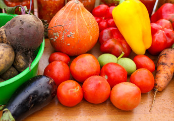 Vegetables and root crops in the market
