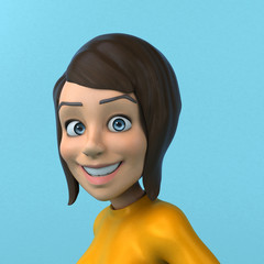 Fun 3D cartoon yellow girl