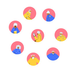 Group of old people isolated. Vector illustration.