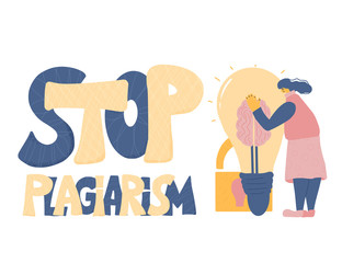 Plagiarism concept. Vector hand drawn property set