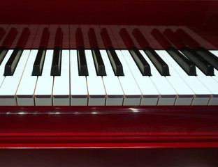 Piano and Piano keyboard with red backgrounds.