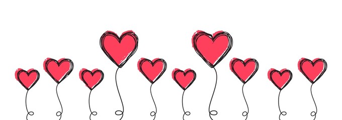 Tangled scribbled heart on a string air baloon or flower like