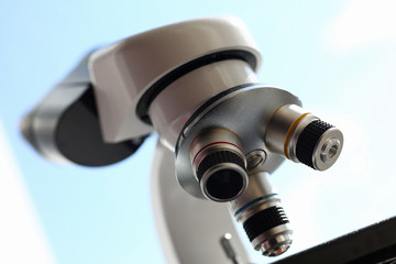 The head microscope on the background of