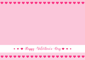 frame card heart pink white color. Space for text. Happy Valentine's Day