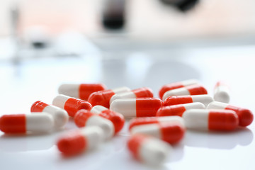 Tablets scattered on the table of the