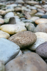 Area paved with stones of many colors. Walking foot comfort Soft to the touch.