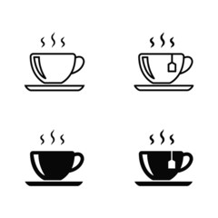set of tea cup isolated icon