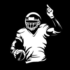 American football player. Quarterback isolated on white. Super bowl sport theme vector illustration.