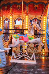 Christmas retro bright  Marry-Go-Round Carousel  with horses