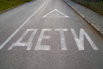 safety for children on the road. warning in front of a school for drivers in Russian