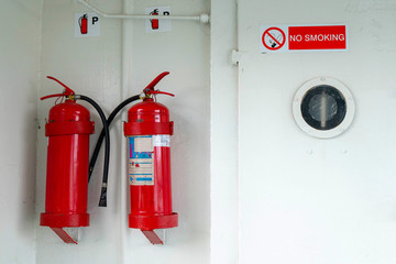 fire safety on the ship. fire extinguishers. safety standards for maritime transport.