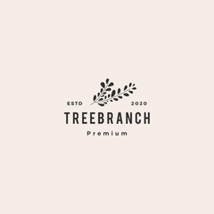 Fototapeta premium tree branch leaf logo hipster vintage retro vector icon illustration