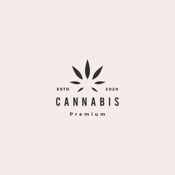 cannabis leaf logo hipster vintage retro vector icon