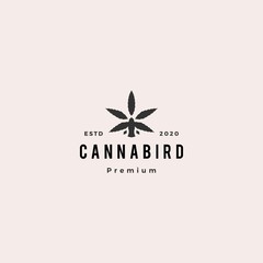 bird cannabis logo hipster vintage retro vector icon