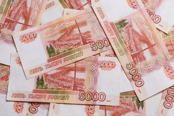 money background of five thousandth notes of Russian rubles.
