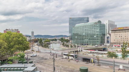 The Schwedenplatz is a square in central Vienna, located at the Danube Canal aerial timelapse