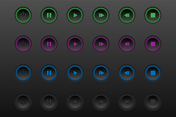 Obraz premium Black plastic vector player navigation buttons