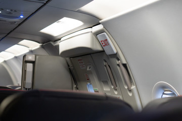 Exit Row Safety sign Red Exit on Airplane