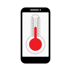 Thermometer icon in vector shape isolated on a Smart phone.