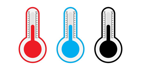 Thermometer icon in vector shape isolated on a white background