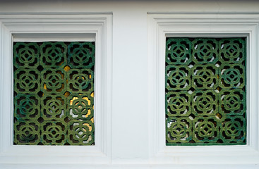 Wooden windows chinese with white wall background