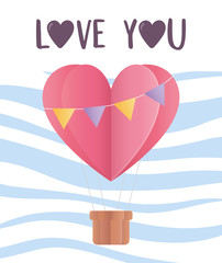 happy valentines day origami paper hot air balloon pennants love