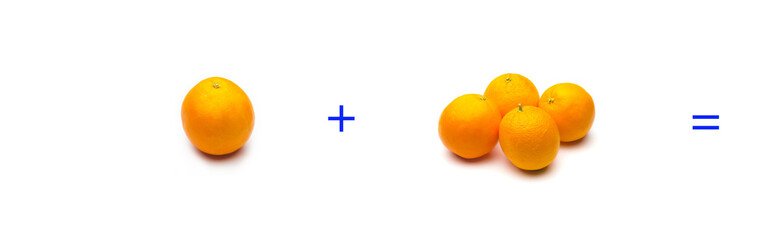 suma simple matemática, suma de naranjas, cálculo matemático sencillo