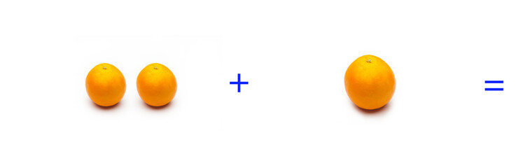 Simple sums with fruits; simple math, calculation